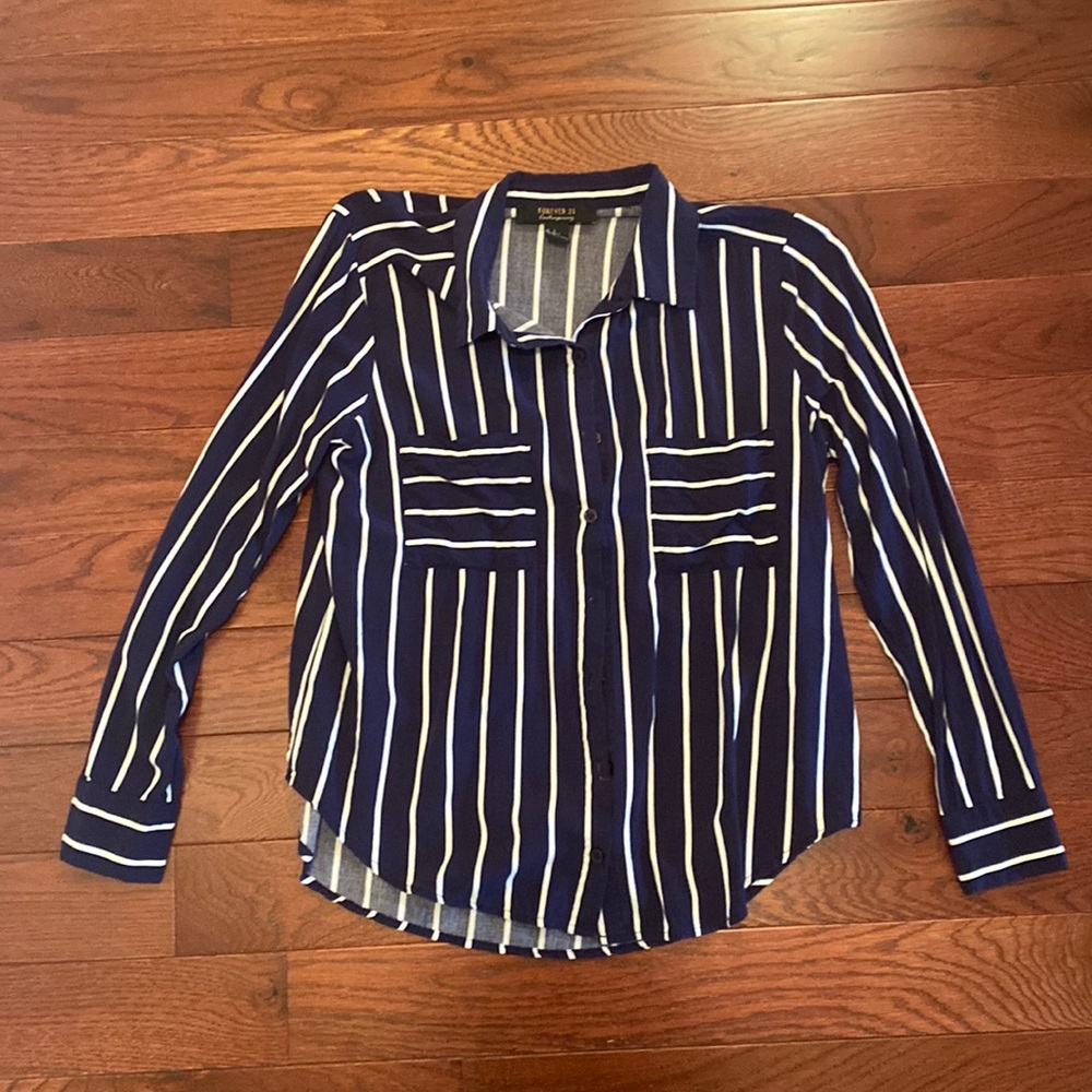 Forever 21 contemporary striped blouse